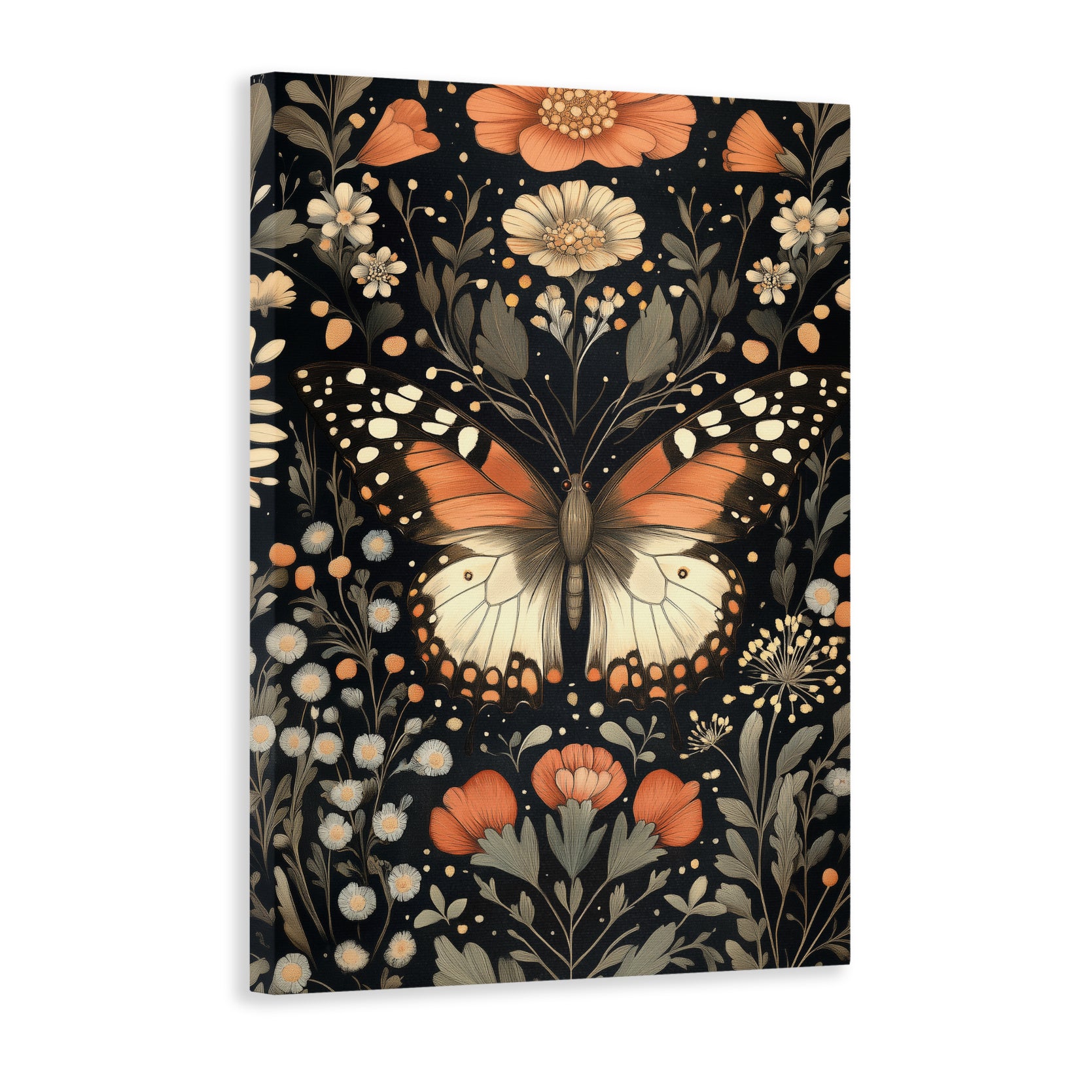 Enhance your home decor with our Butterfly Garden Canvas Wall Art. Featuring a beautiful floral nature print, this piece is perfect for the living room, sofa backdrop, or bedside decoration. Transform any space into a serene and natural retreat.