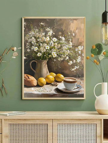 Bring nature's beauty into your home with this stunning green floral and fruit canvas art. Featuring vibrant multicolor patterns of plants and fresh produce, this modern unframed painting adds a fresh, contemporary touch to any room—especially dining spaces. Crafted on durable canvas with a waterproof finish, it's built to last. The removable design makes it easy to reposition or update your décor whenever inspiration strikes. Transform your walls into a botanical retreat that celebrates the elegance of nat