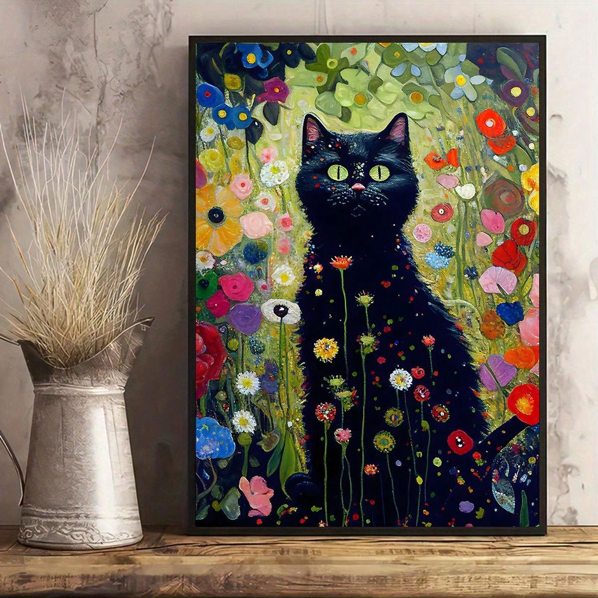 Elevate your home decor with our "Captivating Klimt: Garden Cat Canvas Poster". This enchanting piece features a beautiful garden scene with a captivating cat, inspired by the captivating works of Gustav Klimt. Crafted with high-quality canvas, this poster will add a touch of elegance and charm to any room.