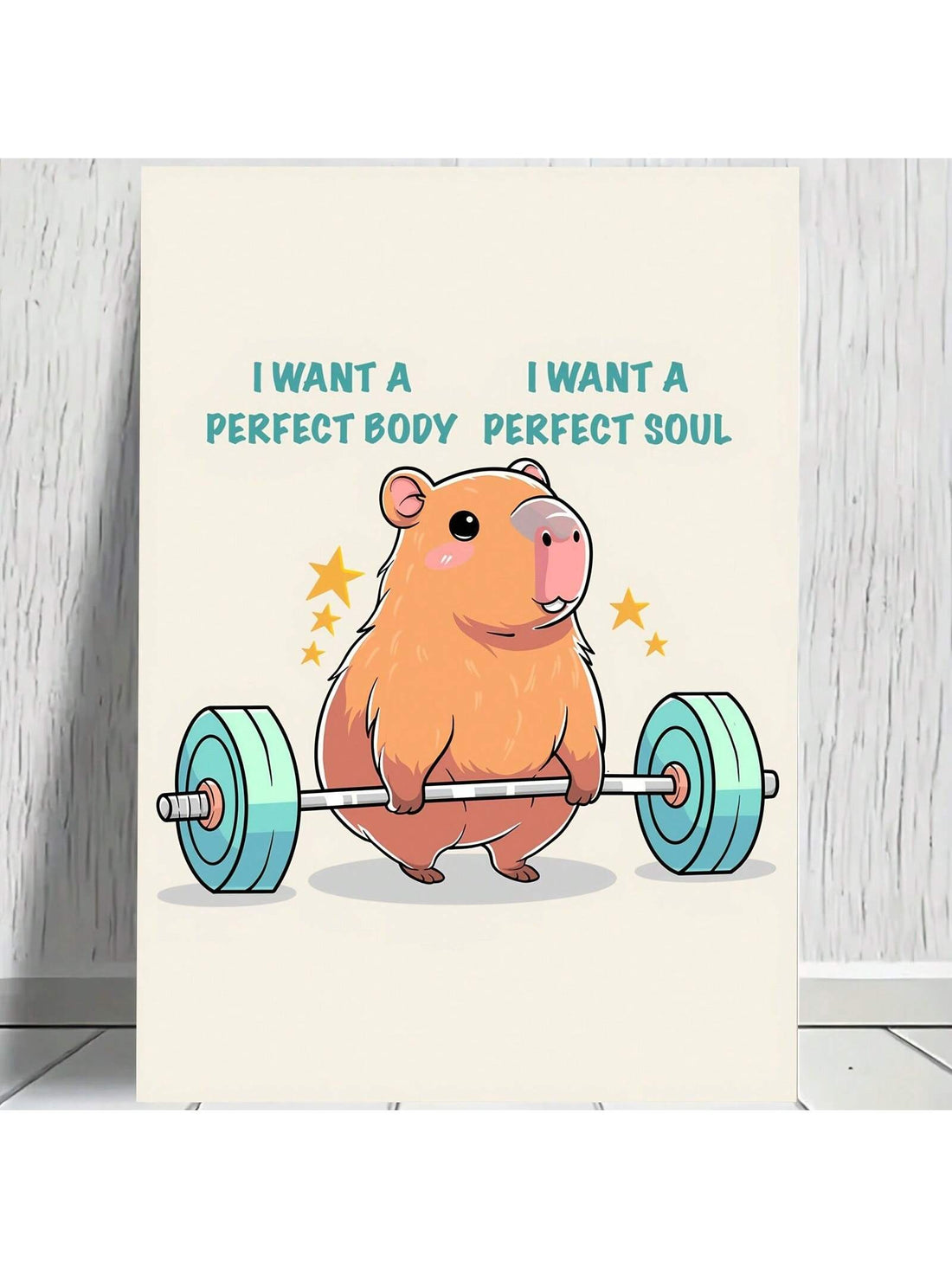 This 12x18 canvas art print features a charming capybara engaged in weightlifting, delivering a lighthearted yet motivational message to any space. Perfect for gyms, bars, clubs, and cafes, the design combines humor with inspirational appeal, creating an engaging focal point that sparks conversation. The high-quality print captures vibrant colors and fine details on premium canvas material, ensuring durability and visual impact. Whether you're looking to energize a fitness environment or add personality to 