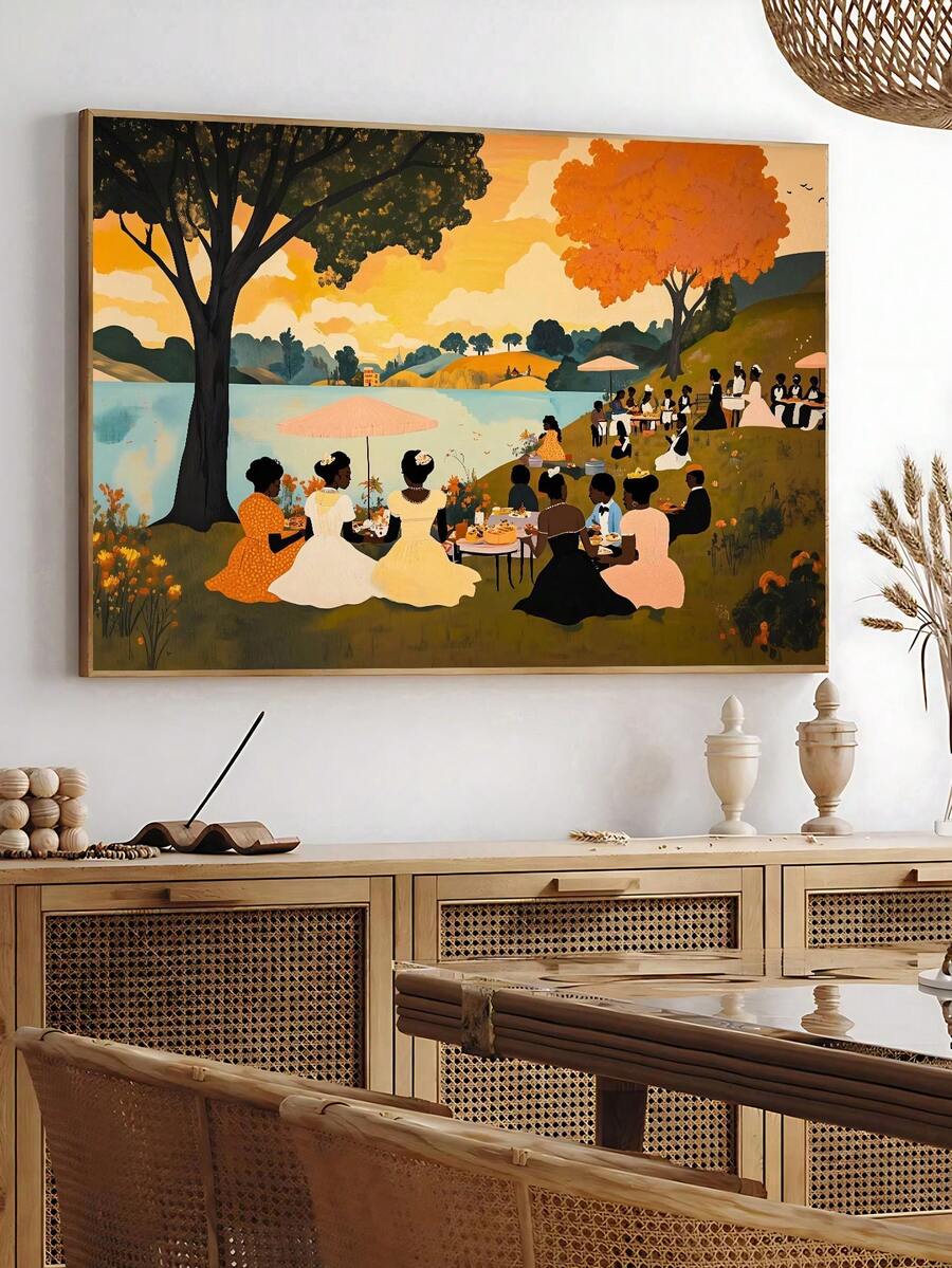 Celebrate the spirit of freedom and Black excellence with this striking Afro-centric Juneteenth art piece. Featuring vibrant animal and plant patterns in a modern cartoon style, this canvas artwork brings cultural pride and contemporary flair to any space.