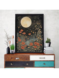 Enhance your dark aesthetic decor with Celestial Elegance. This vintage moon and floral canvas art adds a touch of elegance to any living room, sofa backdrop, or bedside. Perfect for home decor, this piece comes without a frame for a customizable look. Add a touch of celestial beauty to your space.