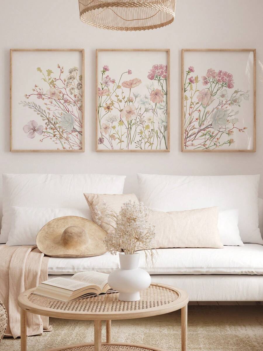 Transform your space with this stunning 3-piece pink wild flower canvas art set. Featuring delicate floral designs in soft pink tones, this modern collection brings elegance and charm to any room. Crafted from high-quality canvas with waterproof properties, each piece is available as either framed or unframed to suit your décor style. Perfect for bedrooms, living rooms, or dining areas, this versatile set adds a touch of botanical beauty and contemporary sophistication to your home.