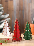 Elevate your holiday table with this enchanting 3-piece wooden Christmas tree set, featuring charming polka dot detailing that brings whimsy to any festive gathering. Each piece is thoughtfully crafted from quality wood, offering a rustic yet refined aesthetic perfect for centerpieces, shelf displays, or seasonal tablescapes. The graduated sizing creates visual interest and dimension, while the timeless polka dot pattern complements both traditional and contemporary holiday décor. Ideal for adding warmth an