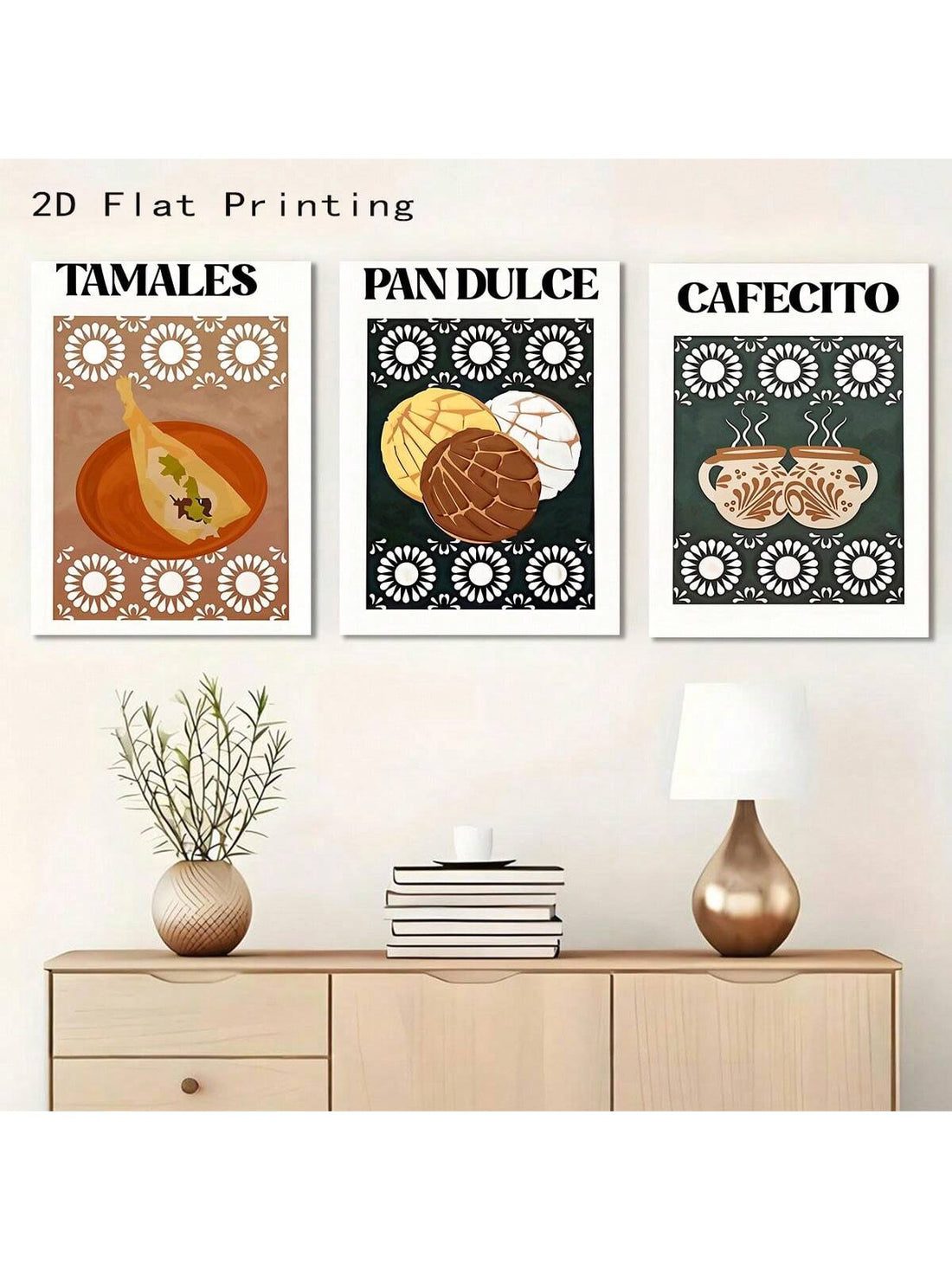 Celebrate Mexican culinary culture with this elegant 3-piece wooden framed canvas art set featuring tamales and cafecito. Designed to enhance both home and office spaces, this artwork brings warmth and authenticity through its detailed imagery and quality craftsmanship. The wooden frames add durability and a classic touch, making it a sophisticated choice for those who appreciate cultural decor with a refined aesthetic.