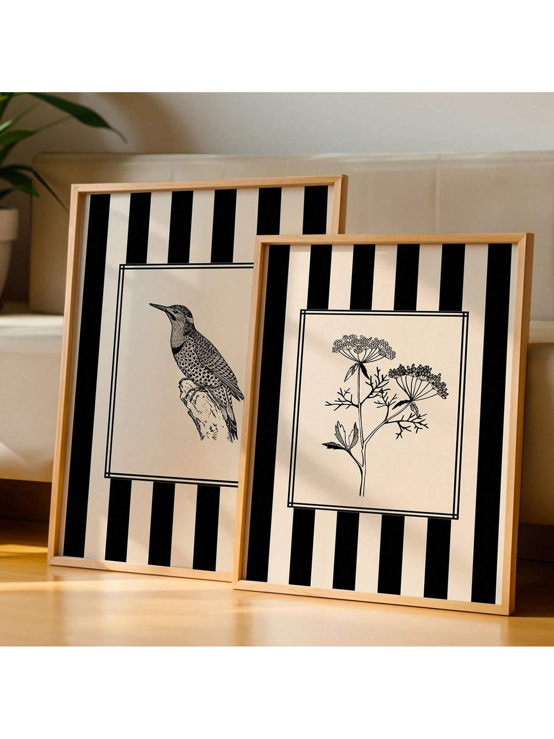 Bring warmth and character to your space with this enchanting canvas wall art, featuring delicate birds and florals set against classic black stripes. Perfect for cottagecore enthusiasts, this piece seamlessly complements rustic bedrooms, cozy living rooms, and farmhouse-inspired interiors.