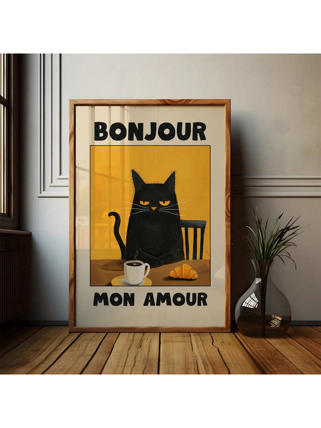 Elevate your kitchen or dining space with this Charming Black Cat Poster Art, designed specifically for cat enthusiasts. Featuring a sleek black cat motif, this artwork adds a sophisticated yet playful touch to your walls. Its minimalist design complements various decor styles, making it an ideal choice for creating a warm and inviting atmosphere where you gather and dine. Durable and visually striking, this poster is a tasteful way to celebrate your love for cats while enhancing your home’s aesthetic.