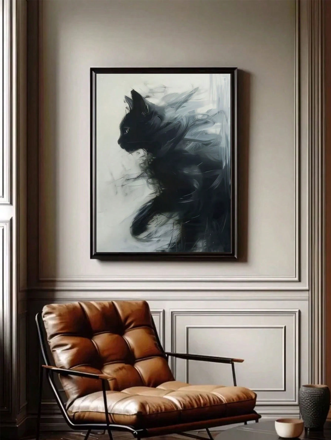 This elegant canvas art print of a charming black cat, displaying a beautiful watercolor design, is the perfect addition to any home. The high-quality print adds a touch of sophistication and makes for a great gift. Bring a sense of charm and elegance to your walls with this lovely piece.