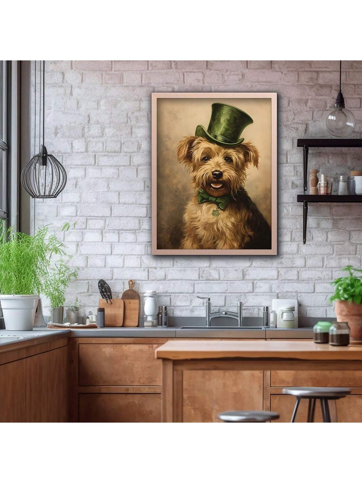 Celebrate St. Patrick's Day with your furry friend with this Charming Canine Canvas! Featuring a cute dog in a green hat, this canvas is perfect for dog lovers and festive decor. Made with high-quality materials, it's a must-have for any holiday enthusiast. Made for lasting enjoyment and adding charm to any space.