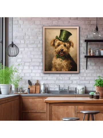 Celebrate St. Patrick's Day with your furry friend with this Charming Canine Canvas! Featuring a cute dog in a green hat, this canvas is perfect for dog lovers and festive decor. Made with high-quality materials, it's a must-have for any holiday enthusiast. Made for lasting enjoyment and adding charm to any space.
