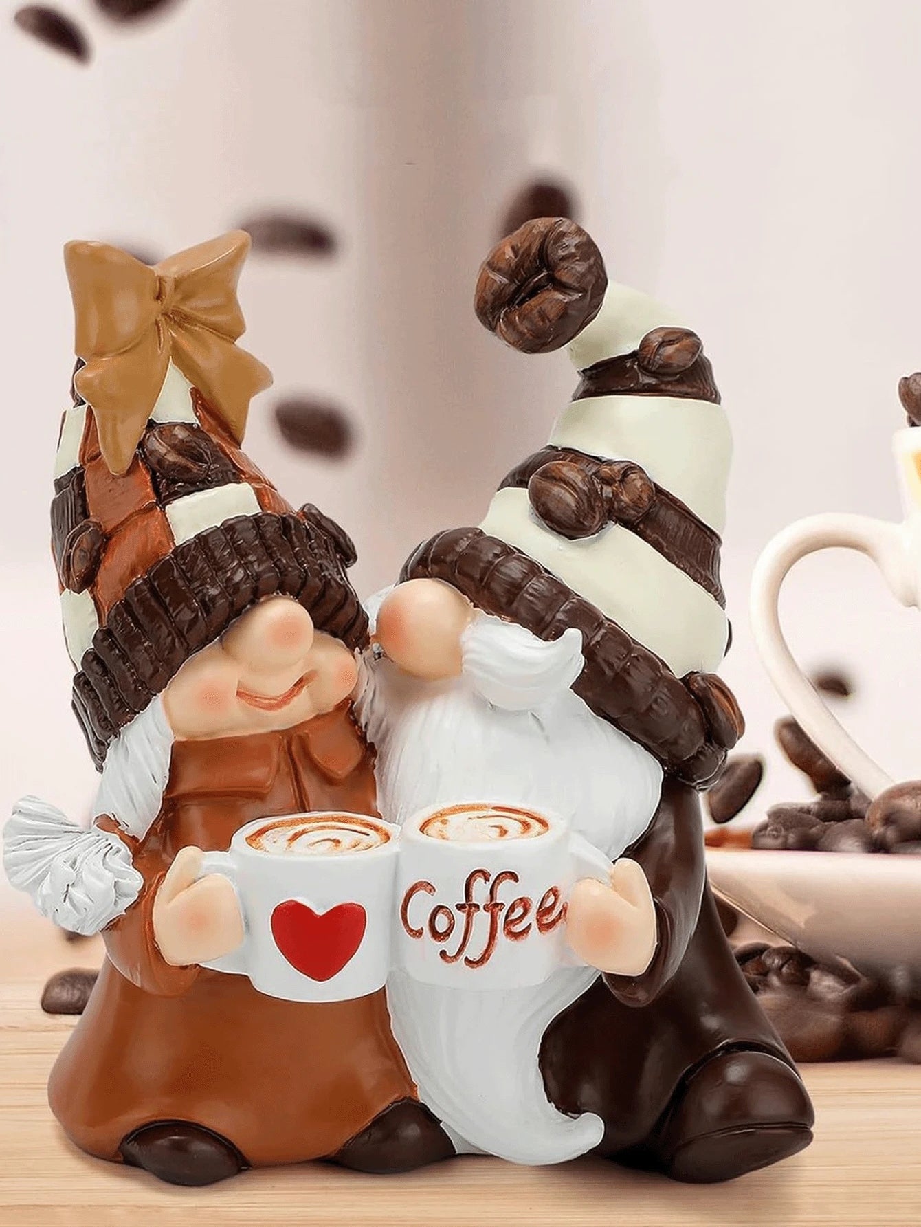 Bring festive warmth to any space with this enchanting Christmas gnome figurine. Crafted with meticulous attention to detail, this delightful dwarf couple clutches wrapped gifts, embodying the spirit of holiday generosity and cheer. Perfect for shelves, desks, or mantels, these charming companions add a touch of whimsy and nostalgia to your home or office environment.