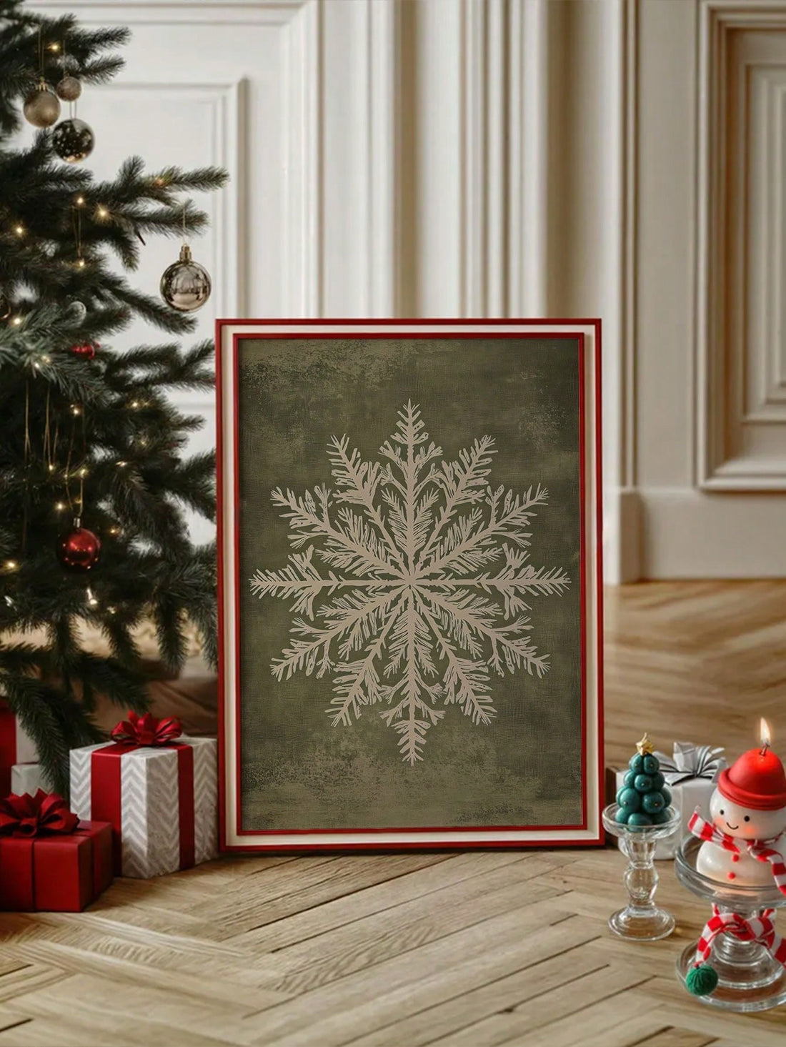 Transform your space into a winter wonderland with this captivating Christmas snowflake canvas art. Featuring a nostalgic retro aesthetic, this piece brings timeless holiday charm to any room. The intricate snowflake design captures the magic of the season while complementing both contemporary and traditional décor styles. Perfect for living rooms, bedrooms, offices, or entryways, this canvas art adds warmth and festive spirit without overwhelming your space. Ideal for holiday decorating or year-round winte