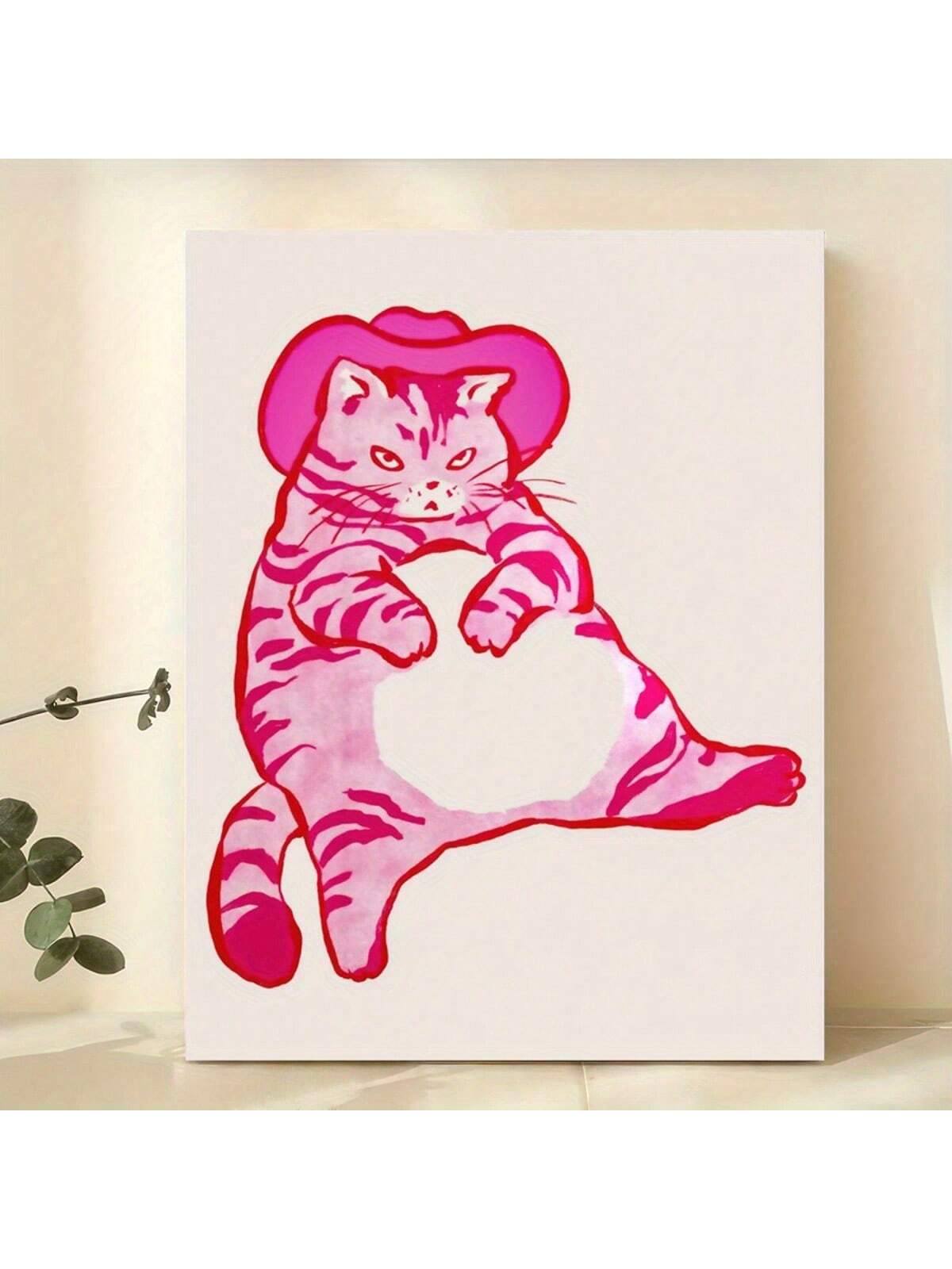 Add a touch of charm and retro style to your home with our Charming Cowboy Cat Canvas Art. Featuring a playful pink kitten dressed as a cowboy, this wall decor will be sure to liven up any modern space. Made with high-quality canvas, this art piece is a must-have for any cat lover.