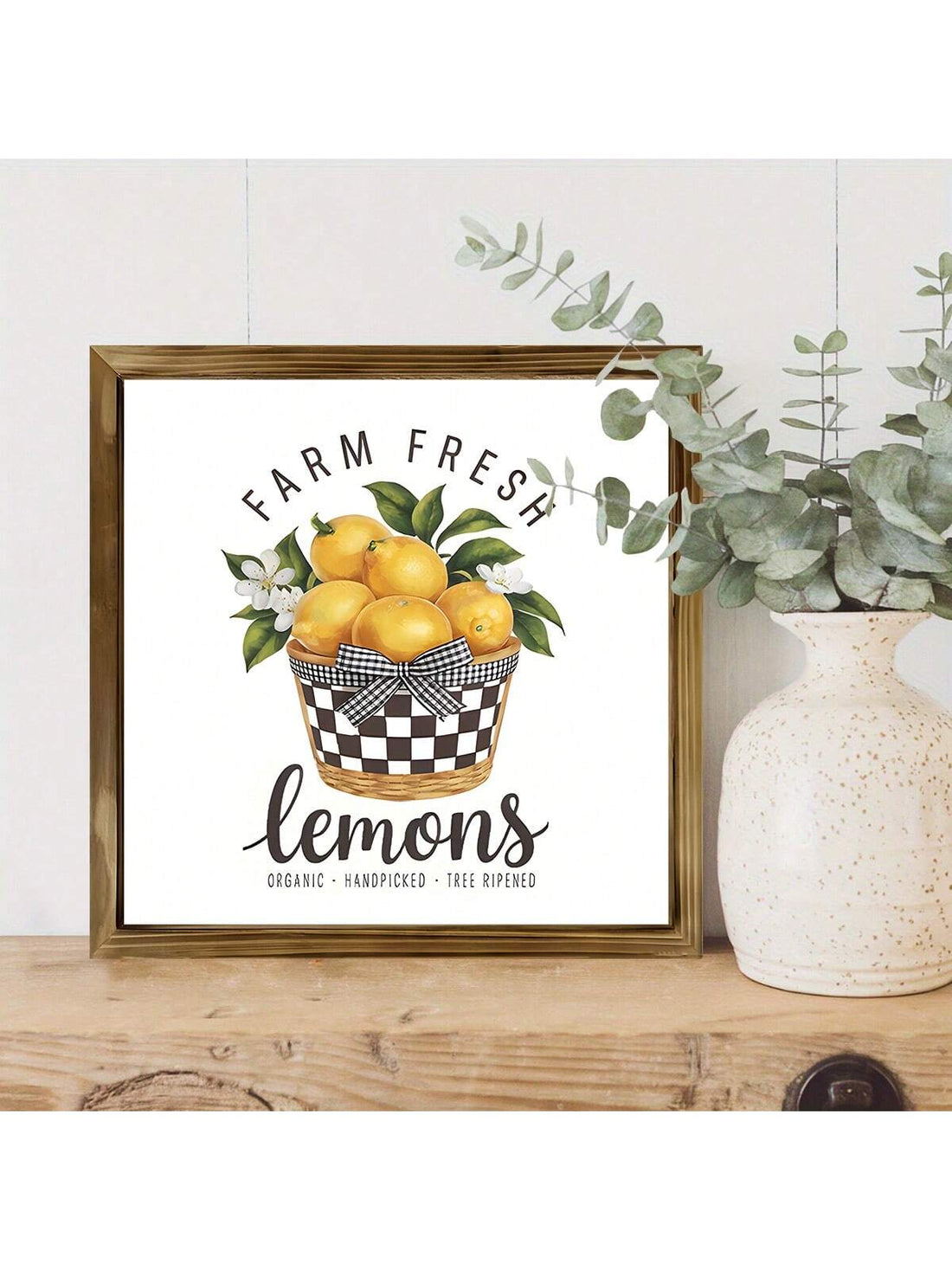 Add a touch of rustic charm to your living room or kitchen with this Farm Fresh Lemons wall sign. Crafted to complement cottagecore decor, its vintage-inspired design brings warmth and a fresh, natural vibe to your space. Durable and easy to hang, this sign is an expert choice for enhancing farmhouse aesthetics with subtle elegance.