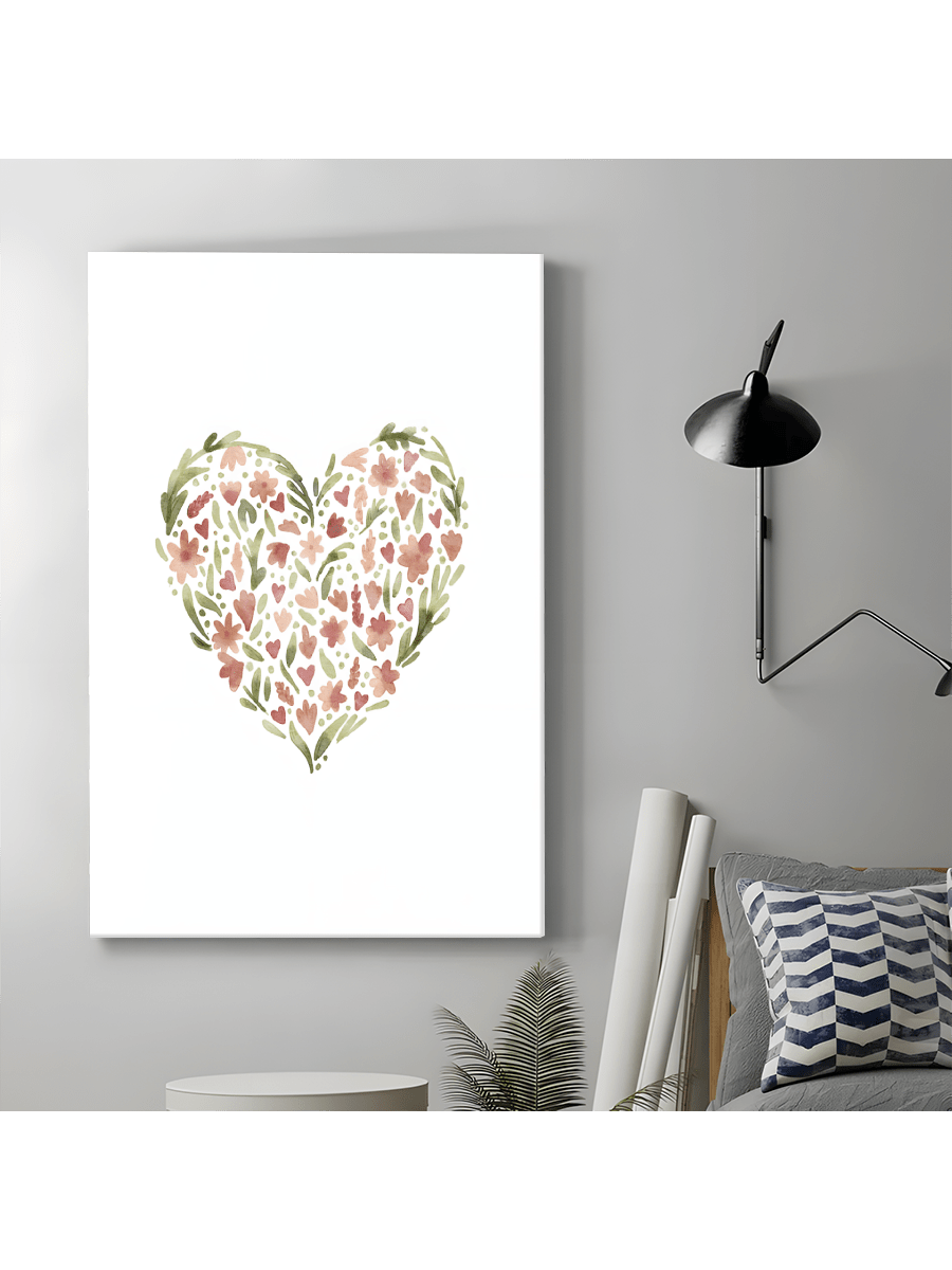 This Charming Flower Heart Wall Art Print is the perfect addition to any couple's home decor, especially for Valentine's Day. The elegant design and high-quality printing make for a beautiful and romantic display. Show your love with this exquisite wall art.