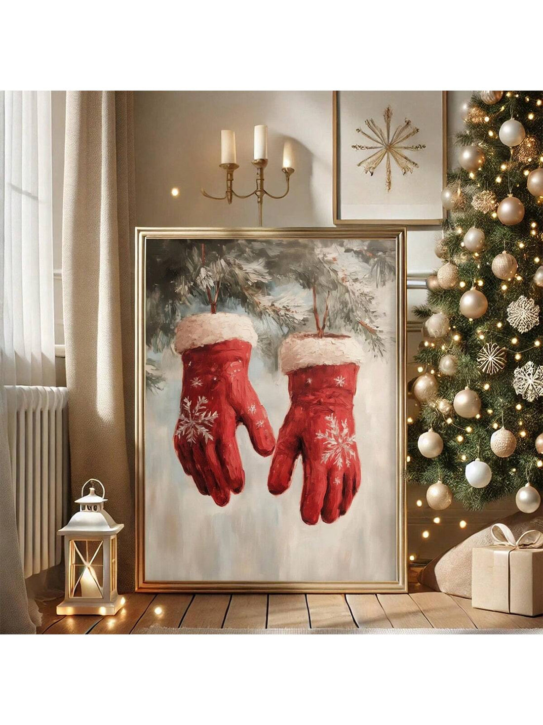 Bring nostalgic warmth to your home with this charming framed canvas wall art featuring vintage Christmas red gloves. Perfect for creating a cozy holiday atmosphere, this piece captures the timeless appeal of classic seasonal imagery. The carefully curated design evokes cherished memories of traditional celebrations while adding an elegant touch to any room. Ideal for living rooms, entryways, or bedrooms, this artwork transforms your space into a festive retreat. Whether you're decorating for the holidays o