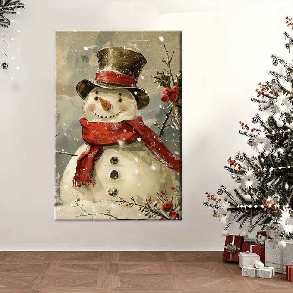 Enhance your festive home decor with our charming framed Christmas snowman canvas art. Crafted with high-quality materials, this piece is perfect for adding a touch of holiday cheer to any room. Bring the magic of the season into your home with this delightful piece of art.