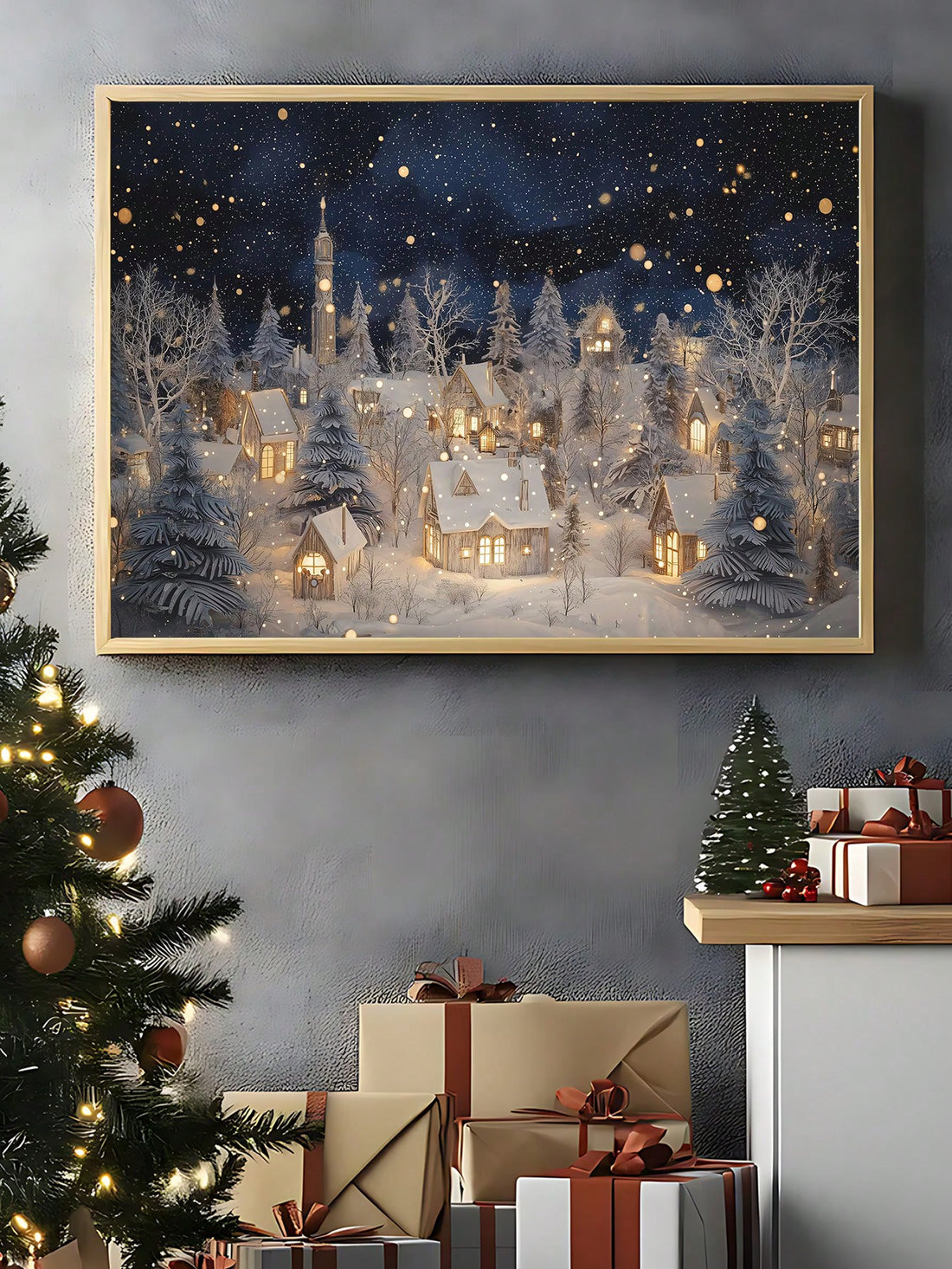 Transform your holiday décor with this striking Christmas Tiger Canvas Poster. Featuring a beautifully framed design, this winter wall art combines festive charm with bold artistic appeal. The high-quality canvas captures intricate details of a majestic tiger adorned with seasonal elements, making it an ideal statement piece for living rooms, bedrooms, or entryways. The sturdy frame ensures easy hanging and lasting durability. Perfect for those seeking unique holiday décor that moves beyond traditional orna