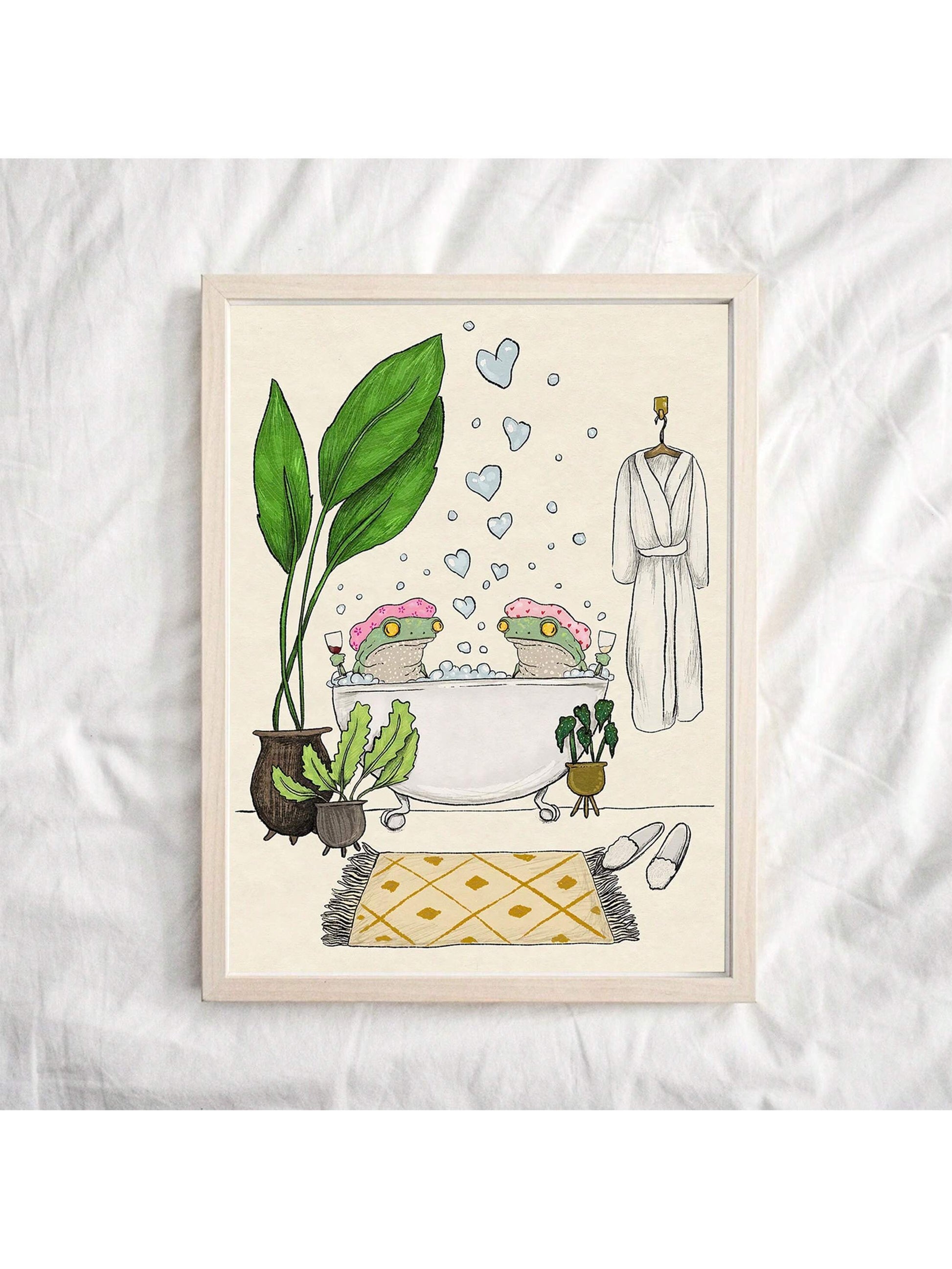 Elevate your living space with this Charming Frog Bathing Together Poster, a modern minimalist canvas art piece perfect for unique home decor. Featuring a subtle yet captivating design, it adds a touch of whimsy and tranquility to any room. Crafted to harmonize effortlessly with contemporary interiors, this artwork brings a serene and playful ambiance, making it an ideal choice for those seeking distinctive, refined accents in their home.