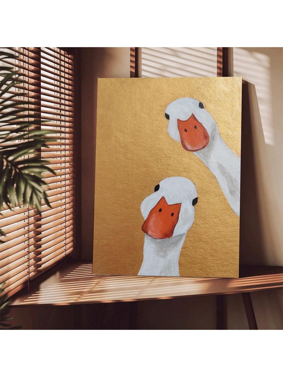 Introduce a charming touch to any room with our hand-painted white goose wall art. Perfect for couples, this piece adds a playful element to your home decor. Made with high-quality materials, this art piece is durable and detailed, making it a timeless addition to your living space.