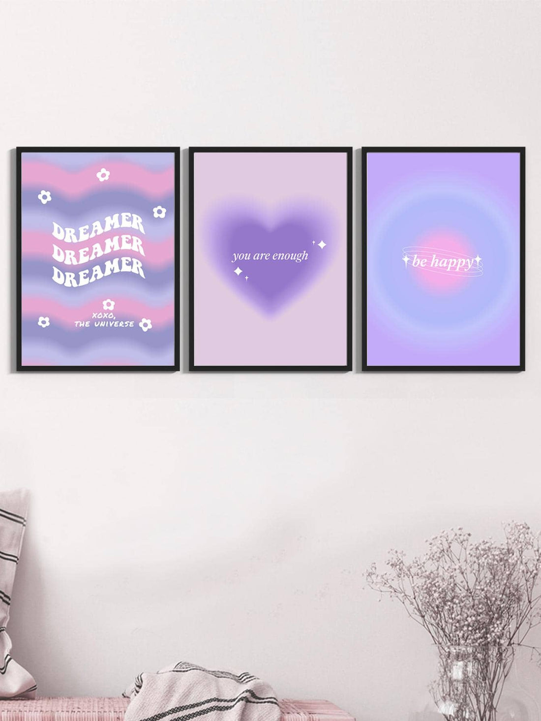 This Charming Heart Slogan Graphic Art Set includes 3 unframed wall prints featuring charming and inspiring slogans. Perfect for adding a touch of whimsy and positivity to any room. Each print is expertly crafted and made of high-quality materials.