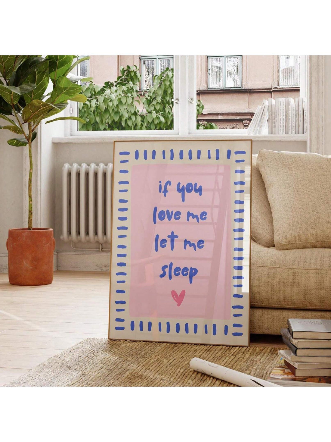 Elevate your space with the Charming 'If You Love Me, Let Me Sleep' wall art. This aesthetic canvas print blends subtle humor with stylish design, making it an ideal addition to bedrooms or offices. Crafted to enhance any environment, it offers a gentle reminder to prioritize rest, adding both personality and warmth to your décor. Its quality canvas ensures lasting vibrancy and durability, perfectly suited for those seeking a tasteful yet playful decorative touch.