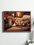 This charming canvas poster is a must-have for any cat lover's home decor. Its whimsical design features an adorable kitten that will add a touch of charm to any space. Made with high-quality materials, this poster is a delightful addition to any room. Bring a smile to your face with this delightful piece of wall art.