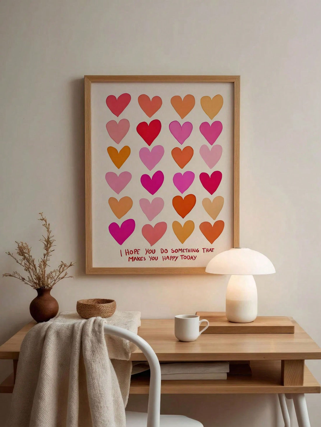 This charming canvas art print features a modern design of pink and orange love hearts, making it the perfect addition to any space. With its vibrant colors and timeless style, it will add a touch of warmth and romance to your home or office. Expertly crafted, this wall decor is a must-have for any art lover.