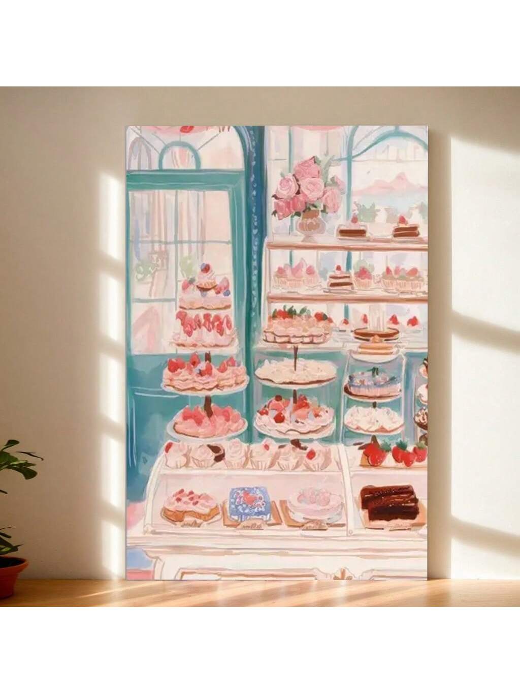 Add a touch of sweetness to your home with this expertly crafted framed canvas poster featuring cherry cupcakes and ice cream. Its charming pink tones and detailed bakery imagery create a warm, inviting atmosphere perfect for kitchens, dining areas, or cozy nooks. Durable and elegantly framed, this wall art combines aesthetic appeal with lasting quality, making it an ideal choice for enhancing your home decor with a subtle yet delightful bakery theme.