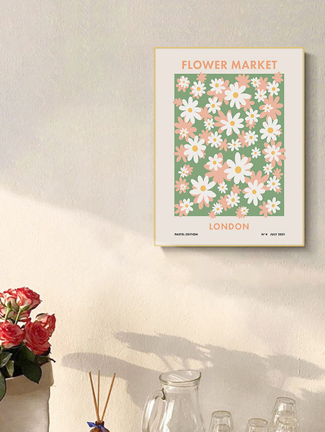 Add a charming touch to your home decor with our Pink Daisy Print Canvas Art. Featuring a waterproof design, this floral print can be displayed on a wall or table. Made with high-quality canvas, it adds a touch of beauty to any room.