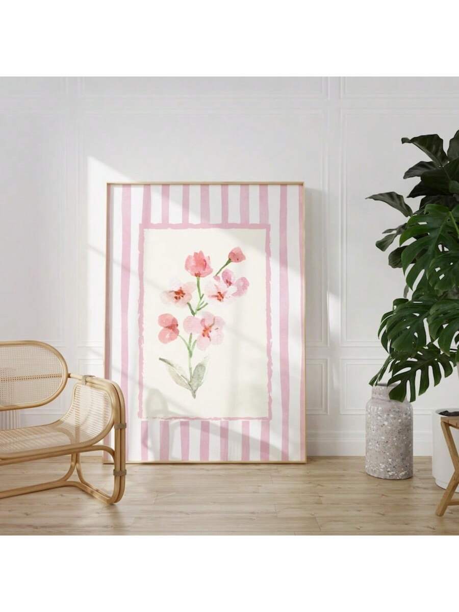 Transform your walls with this enchanting pink floral canvas art, inspired by Nancy Mayers' signature watercolor aesthetic. Delicate botanical blooms in soft, multicolor hues create an atmosphere of understated elegance perfect for any room.