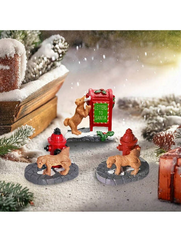 This delightful resin village set combines festive charm with dog-lover appeal, featuring a whimsical puppy and Santa Claus mailbox design. Expertly crafted from durable resin, each piece captures intricate holiday details that elevate any seasonal display. Ideal for collectors seeking unique decorative accents, this set brings warmth and personality to mantels, shelves, or holiday village arrangements. The charming dog-themed elements make it a standout choice for those who appreciate both Christmas nostal