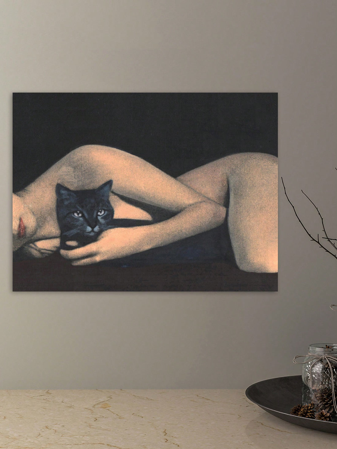 Introduce a touch of elegance to your home and office space with our Charming Rimless Black Cat Oil Painting Wall Art. Featuring a vintage canvas print of a black cat, this wall art adds an air of sophistication to any room. Perfect for cat lovers and art enthusiasts, enhance your décor with this stylish piece.