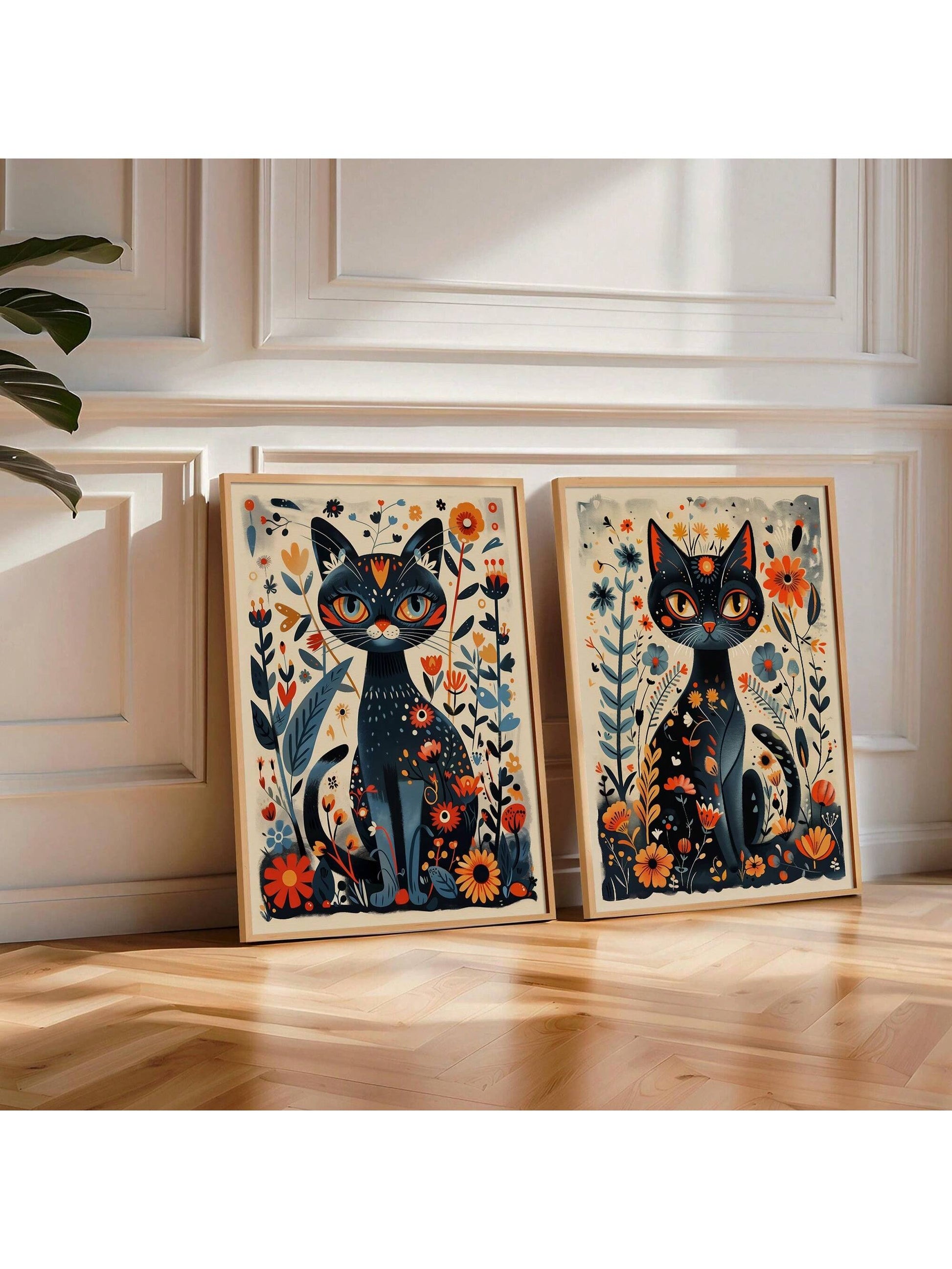 Elevate your home's aesthetic with our Scandinavian Cat Canvas Art Prints. These unframed Nordic wall pieces blend minimalist design with charming feline motifs, creating a sophisticated yet playful focal point for any room. The clean lines and muted palette characteristic of Scandinavian design ensure these prints complement various interior styles while adding distinctive character to your space.