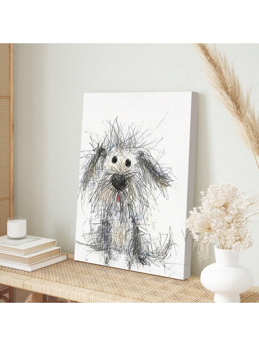 Enhance the charm of your home or office decor with our Charming Scrawled Puppy Canvas Print. This black framed wall art captures the playful nature of puppies, bringing a sense of joy and warmth to any space. Expertly crafted with high-quality materials, it's the perfect addition to any art collection.