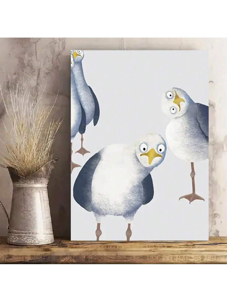 This vibrant canvas art featuring a charming seagull and puppy will bring a touch of holiday cheer to your home, bedroom, or living room. Made with high-quality materials, this wall decor adds a playful and whimsical element to any space. Perfect for animal lovers and those who want to add a pop of color to their walls.