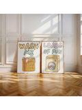 Add a touch of humor and style to your laundry space with this charming set of two minimalist posters. Featuring retro-inspired cartoon designs, these unframed prints bring a playful yet sophisticated vibe to your laundry room décor. Perfect for brightening up the space while keeping the aesthetic clean and modern.