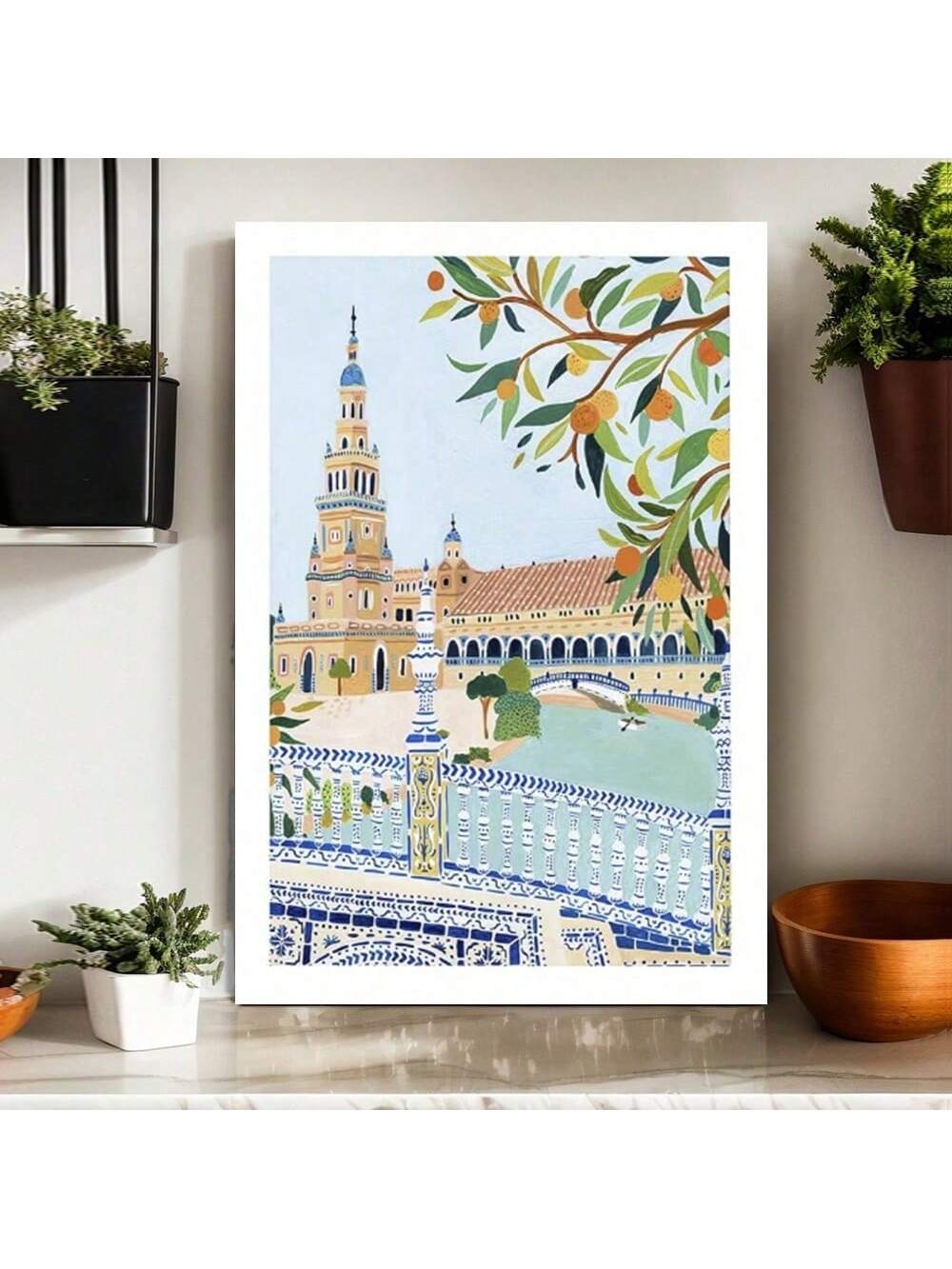 Experience the charm of Seville with our Plaza de España travel poster. This art print is the perfect addition to any home décor, and also makes for a great gift idea. Featuring stunning details and vibrant colors, this poster captures the essence of this beautiful city.