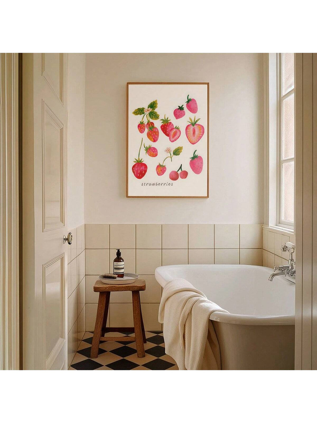 Add a charming touch to your kitchen or living space with our Charming Strawberries Print Digital Wall Art. This trendy vintage decor features a vibrant and detailed print of strawberries, perfect for adding a pop of color to any room. Elevate your home's ambiance with this delightful piece.