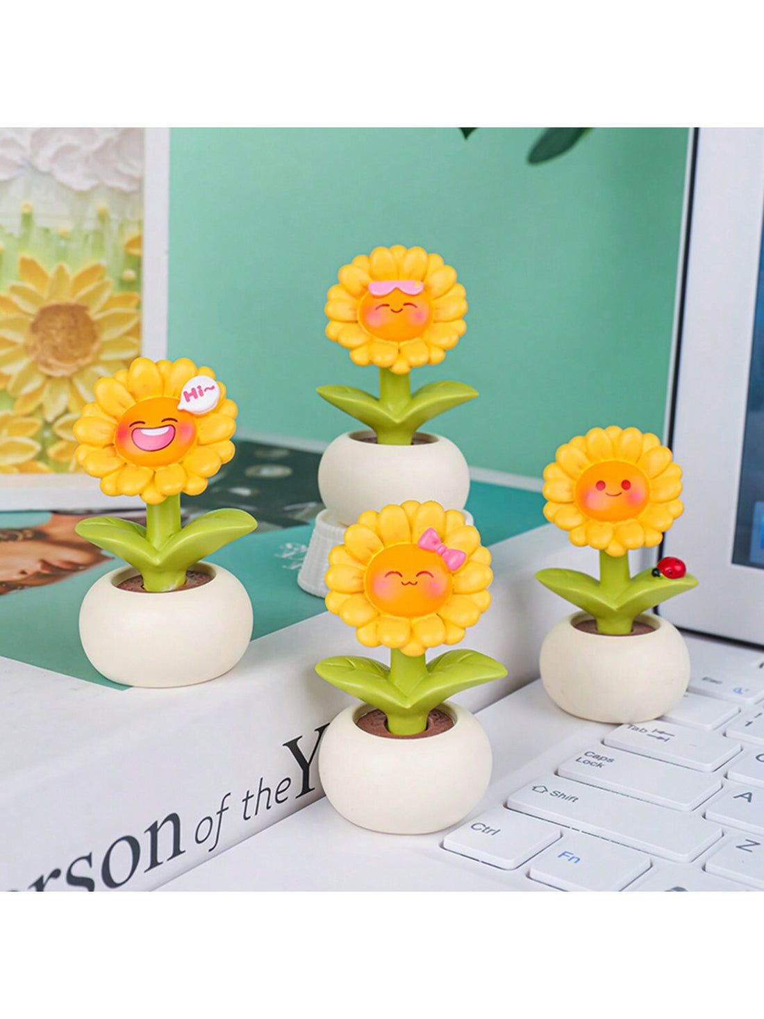 Add a touch of nature to your workspace with our Charming Sunflower Resin Desk Ornament. Crafted from high-quality resin, this creative potted plant decor features a lifelike sunflower design that will bring a sense of peace and tranquility to your desk. Elevate your work environment with this charming addition.