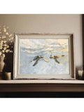 Transform your space with this sophisticated unframed watercolor sea turtle art poster. The delicate brushwork captures the graceful movement of the sea turtle, making it an ideal focal point for coastal-inspired interiors. This art piece adds a refined marine aesthetic to any room while complementing existing décor elements with its subtle color palette and artistic composition.