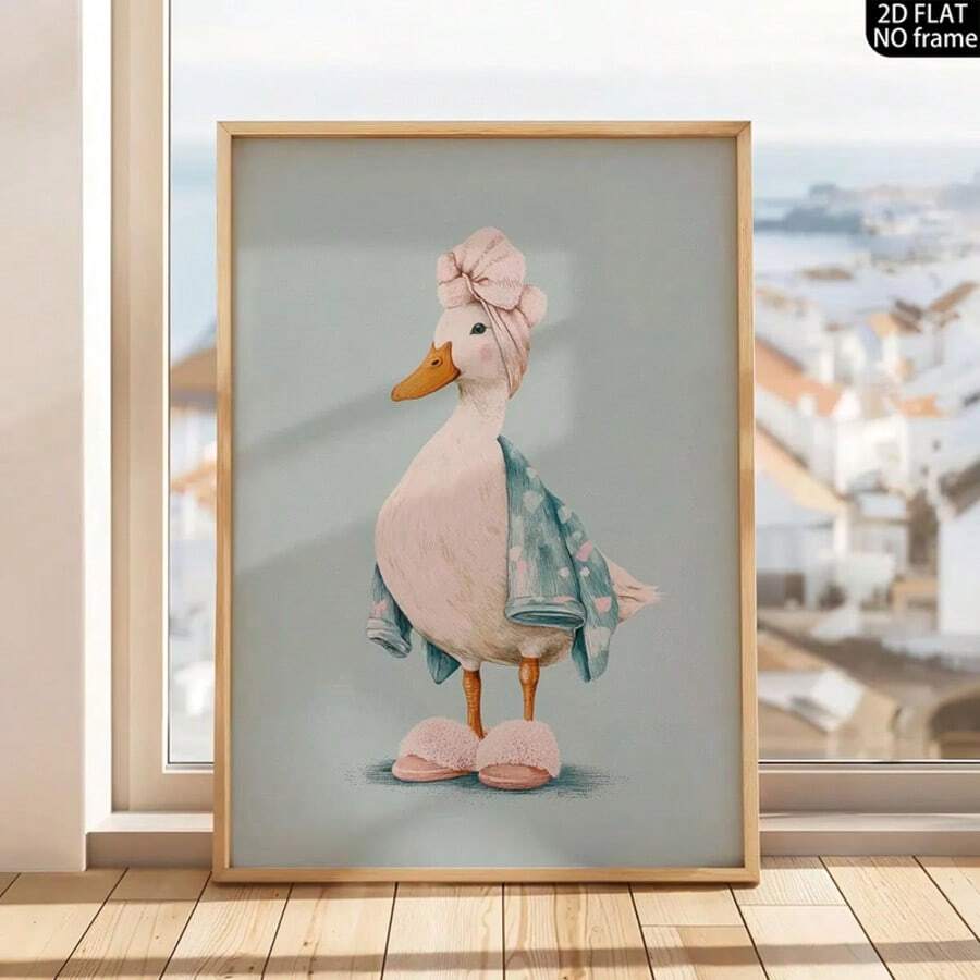 Bring whimsical charm to any room with this delightful vintage duck poster. Featuring a playful cartoon design on durable canvas, this hanging painting adds personality and warmth to living rooms, bedrooms, or creative spaces. The waterproof material ensures long-lasting beauty, making it perfect for various environments. A perfect blend of modern style and nostalgic appeal that sparks joy and conversation.