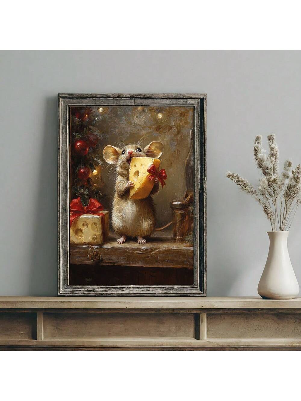 Celebrate the season with this enchanting vintage-inspired mouse Christmas art poster, a delightful fusion of nostalgic charm and festive spirit. This whimsical canvas print features intricate details that capture the magic of holiday traditions through a playful, timeless lens. Perfect for collectors of unique décor, it adds character and warmth to any room—from cozy living spaces to creative studios. The soft, muted palette complements both traditional and eclectic interiors, making it an ideal choice for