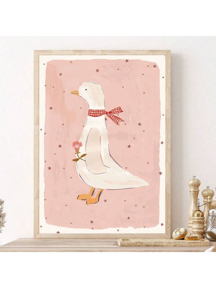 Add a touch of whimsy and nostalgia to your living space with this Charming Vintage Pink Goose Canvas Art. Expertly crafted, this playful wall decor brings a soft vintage aesthetic that complements both living rooms and bedrooms. Its delicate pink tones and classic design create a warm, inviting atmosphere while showcasing your refined taste in art. Perfect for those seeking to enhance their home with subtle charm and timeless appeal.