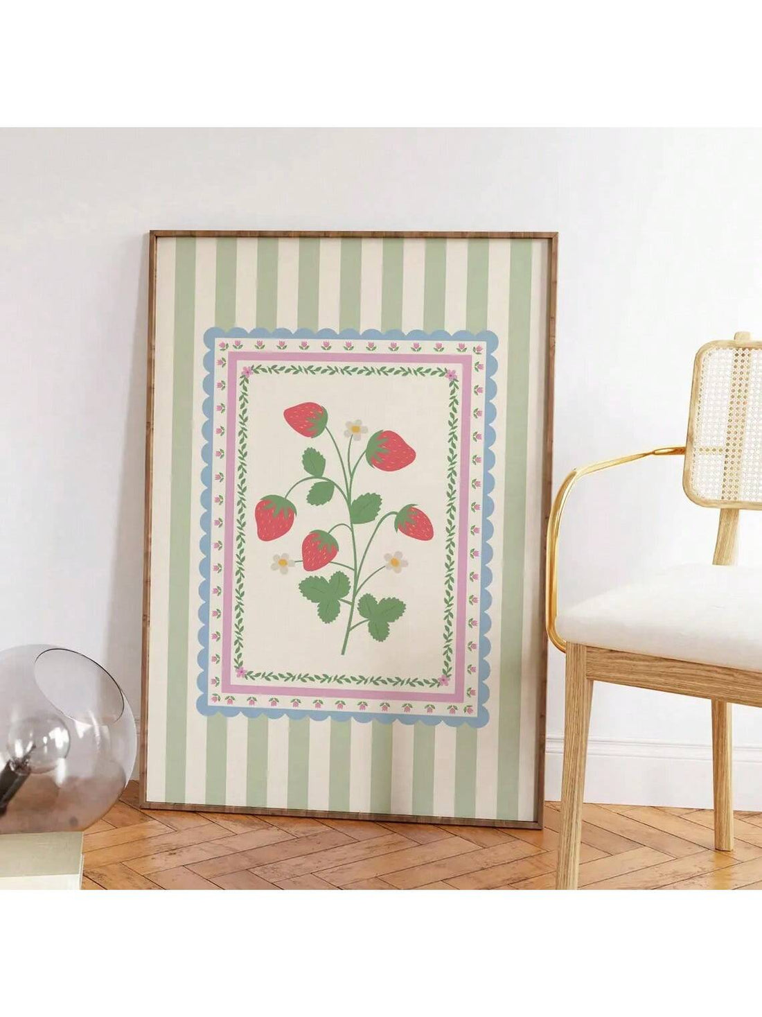 Bring timeless charm to your kitchen or living room with this delightful vintage strawberry canvas art print.