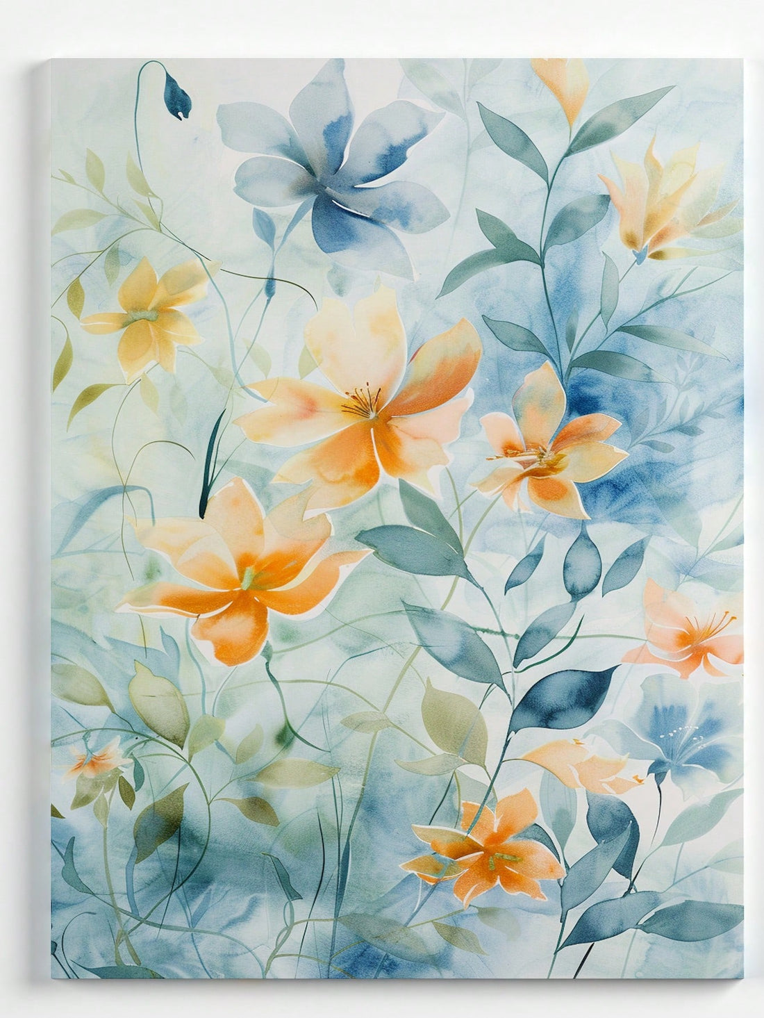 Enhance your bedroom and living room decor with this elegant canvas art featuring charming watercolor flowers. Measuring 16x24 inches, this poster is the perfect size to add a touch of beauty to any space. Crafted with high-quality materials, it will bring a calming and sophisticated atmosphere to your home.