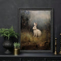 Bring a touch of whimsy to your home or office décor with our Charming White Bunny in Woods Canvas Print. This high-quality wall art features a delightful bunny in a springtime forest setting, perfect for Easter or any time of year. Elevate your space with this charming and unique addition.
