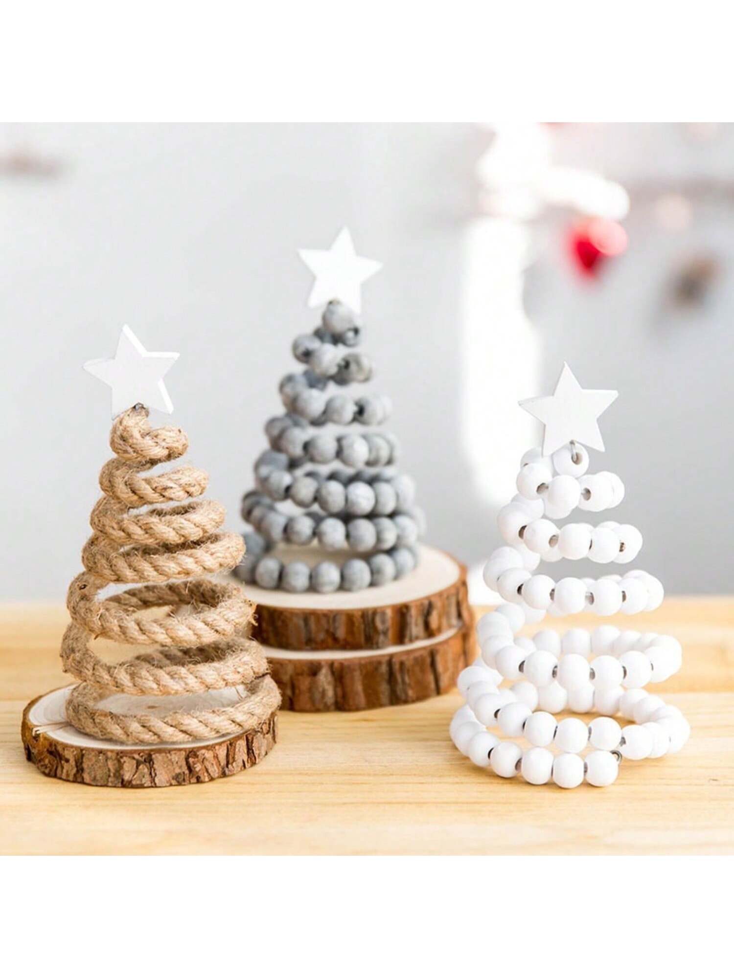 Add a charming touch to your holiday decor with our Wooden Bead Christmas Tree Ornament. Made with festive charm and an elegant design, this ornament is perfect for adorning your tabletop. Crafted with high-quality wooden beads, it adds a warm and whimsical touch to your Christmas celebrations.
