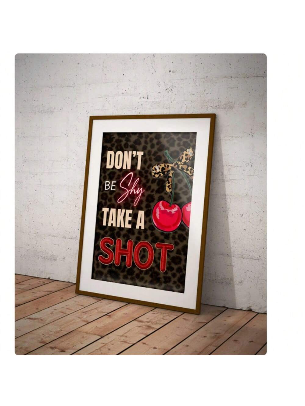 Add a playful edge to your celebration with this cheetah print sign featuring the bold message "Don't Be Shy, Take A Shot."
