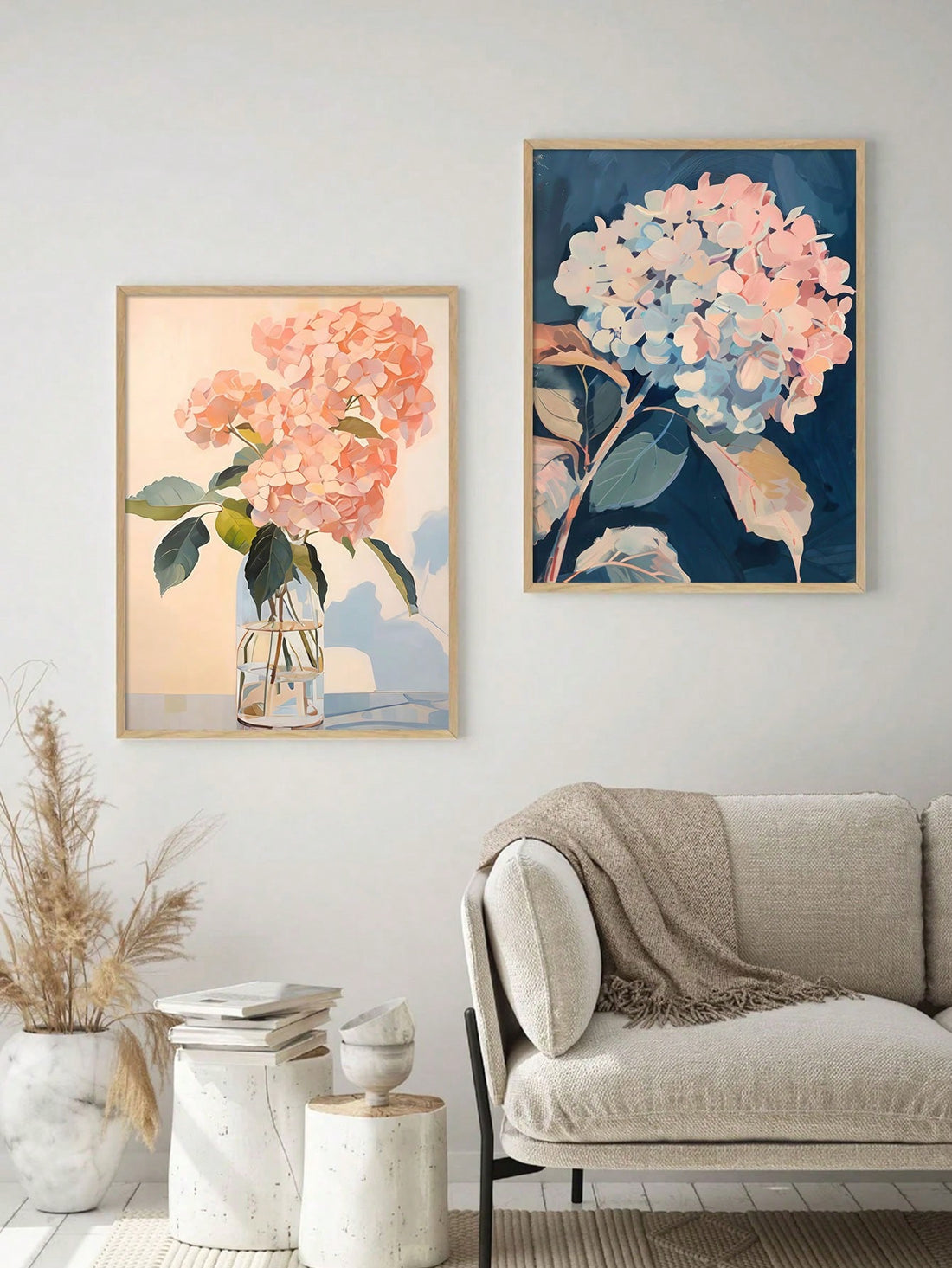 Elevate your interior design with this sophisticated 2-piece flower poster set. The minimalist botanical illustrations bring refined natural elements to any space while maintaining a clean, contemporary aesthetic.